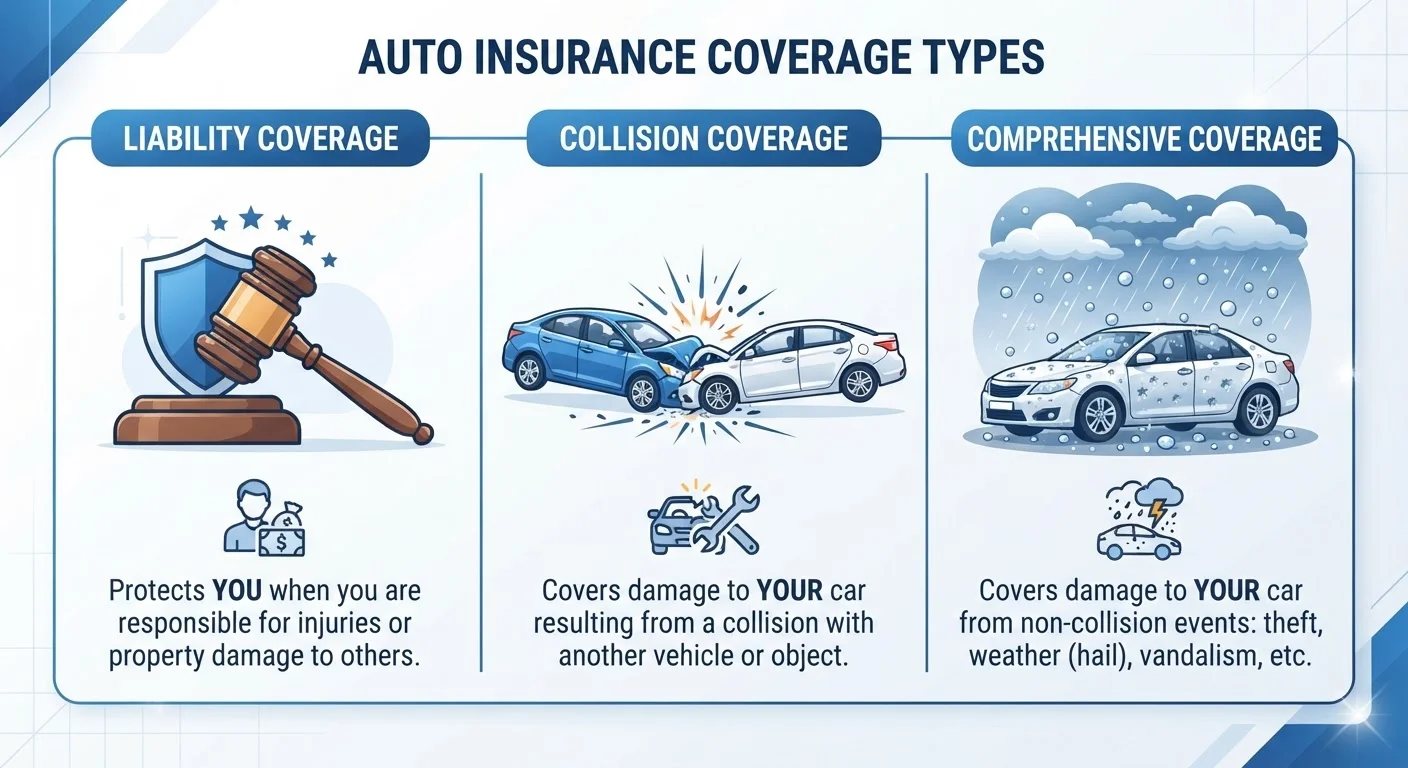Liability, Collision, and Comprehensive Coverage: What Each One Actually Covers